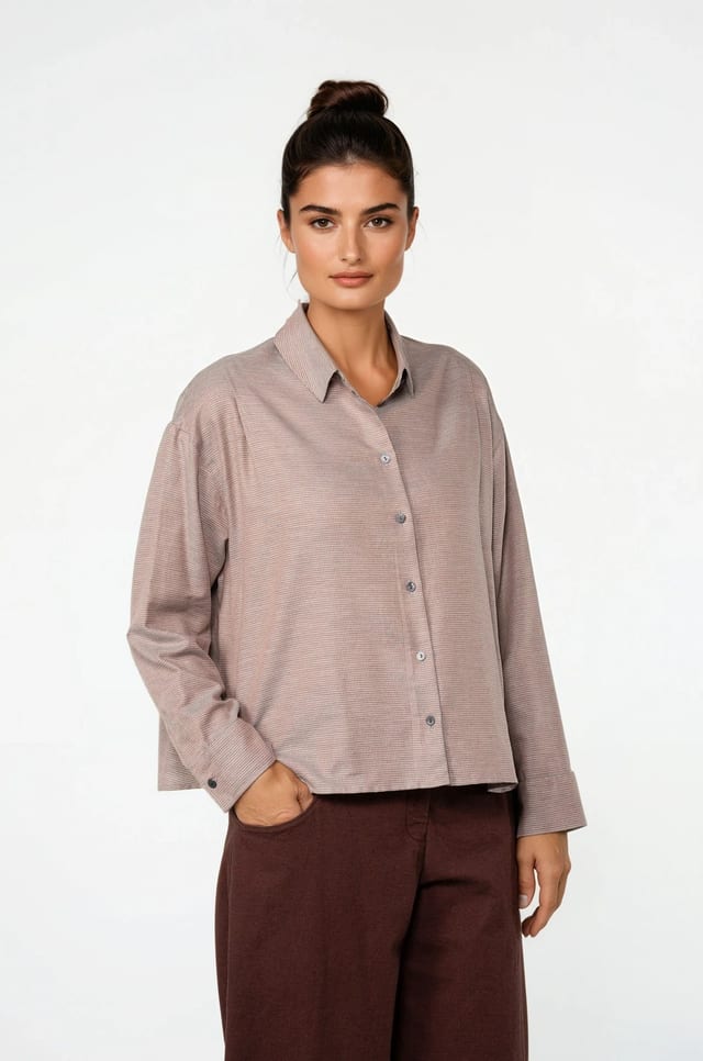 Blouse 521 - Katoen/cashmere pied-de-poule - 270TERRA - 10250710091