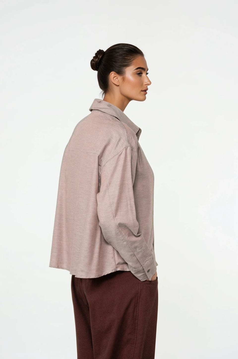 Blouse 521 - Cotton cashmere houndstooth - 270TERRA - 10250710091