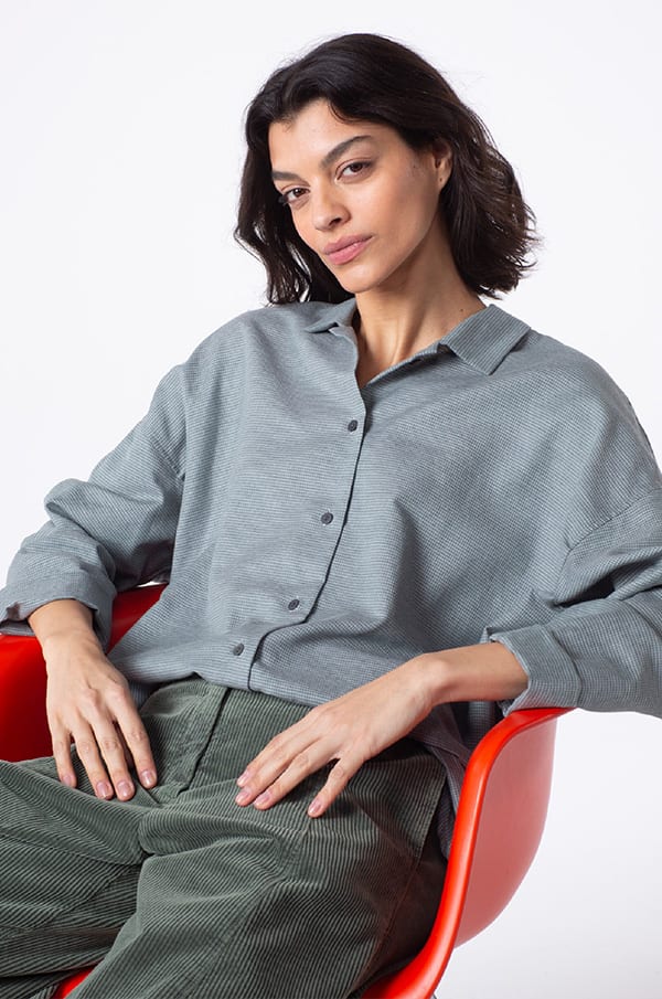 Blouse 518 - Cotton cashmere houndstooth - 640THISTLE - 10250710092