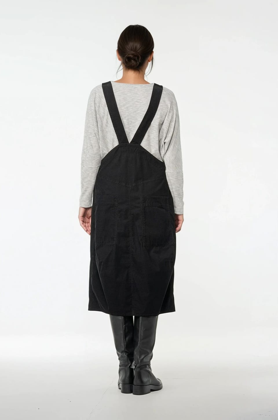Dress 508 - Cotton needlecord with stretch - 990BLACK - 10250710094