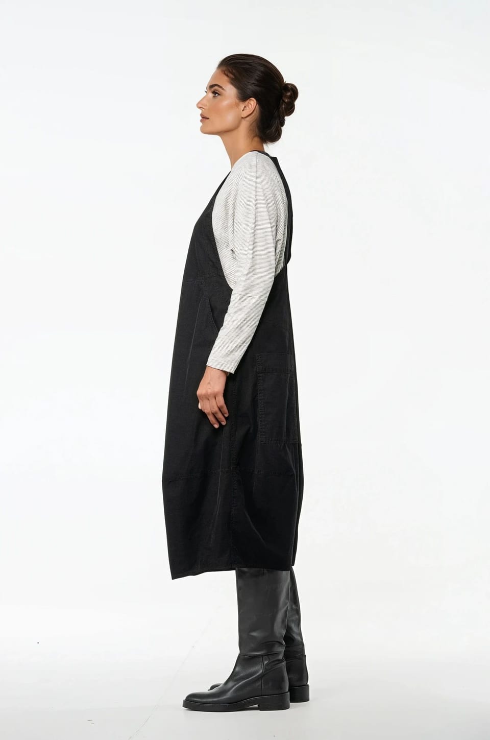 Dress 508 - Cotton needlecord with stretch - 990BLACK - 10250710094