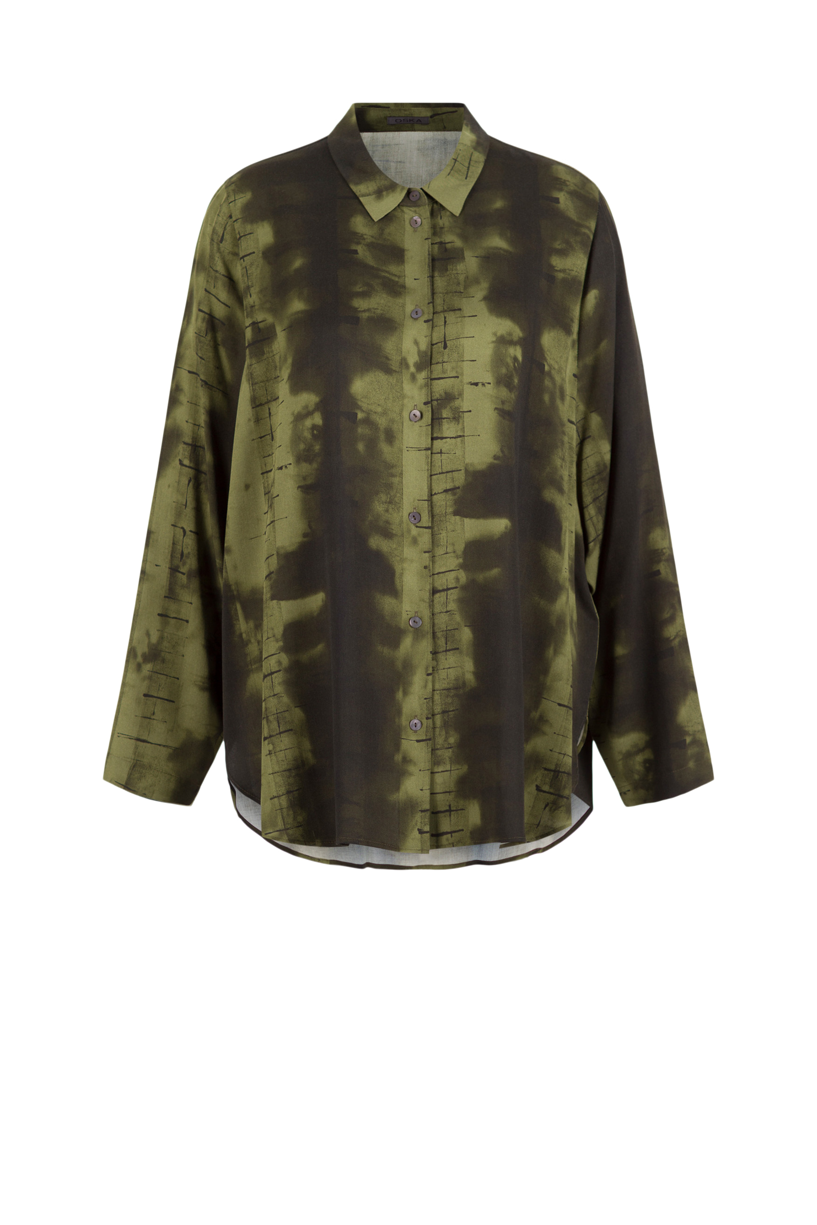 Blouse 519 Green Print on pure viscose