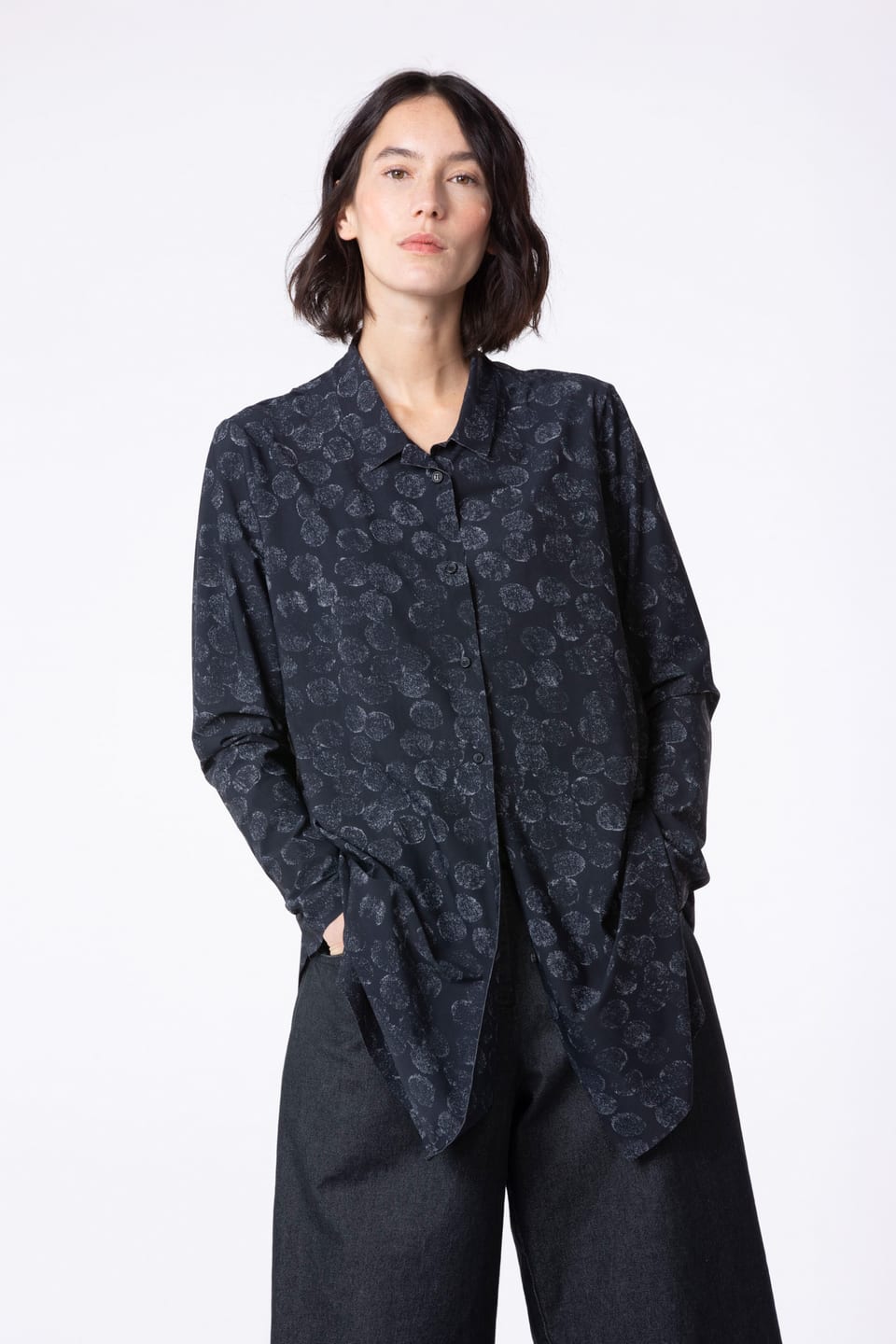 Blouse 520 - Printed techno-stretch - 990BLACK - 10250710098