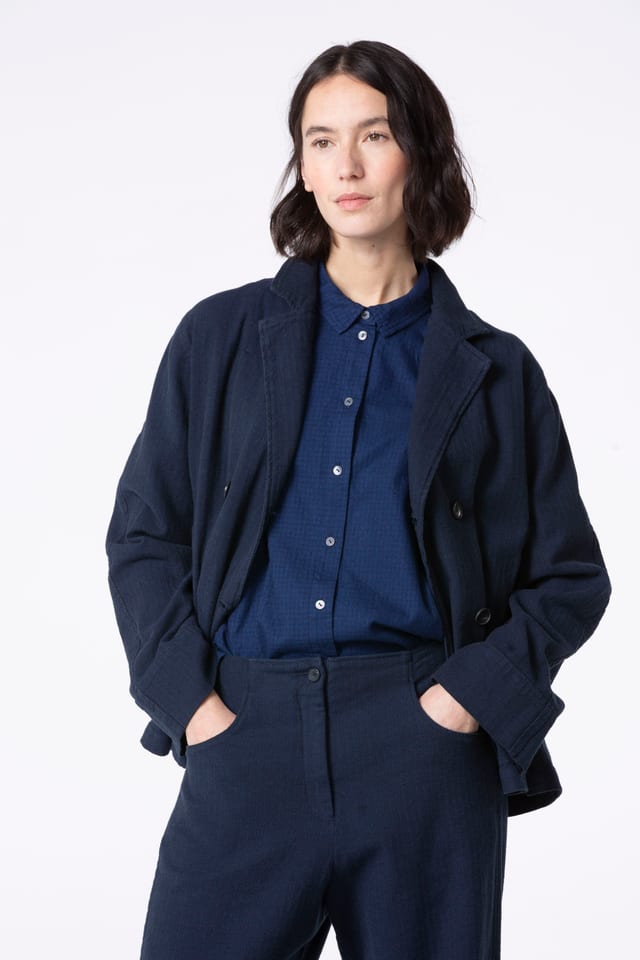 Jacke 514 wash - Fischgrat-Baumwollstretch - 480MIDNIGHT - 10250710099