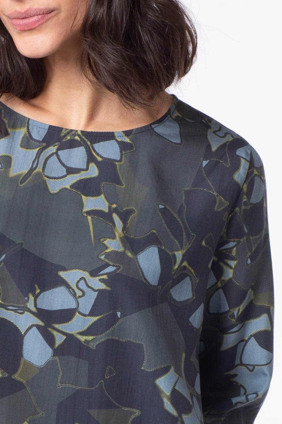 Blouse 522 - Print on pure lyocell - 490NAVY - 10250710101