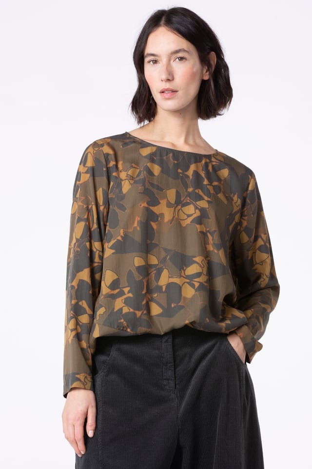 Blouse 522 - Print on pure lyocell - 980SEPIA - 10250710101
