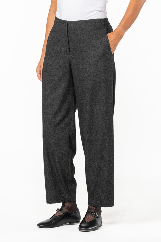Bukser 529 - Flannel sildebensmønster i uldblanding - 990BLACK - 10250710103