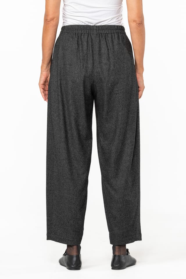 Trousers 529 - Flannel herringbone in wool blend - 990BLACK - 10250710103