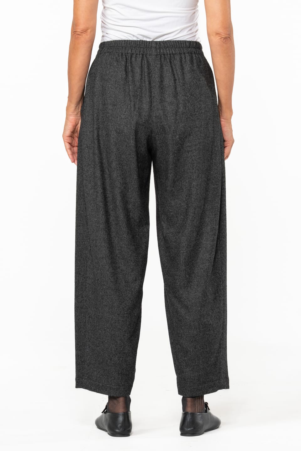 Trousers 529 - Flannel herringbone in wool blend - 990BLACK - 10250710103