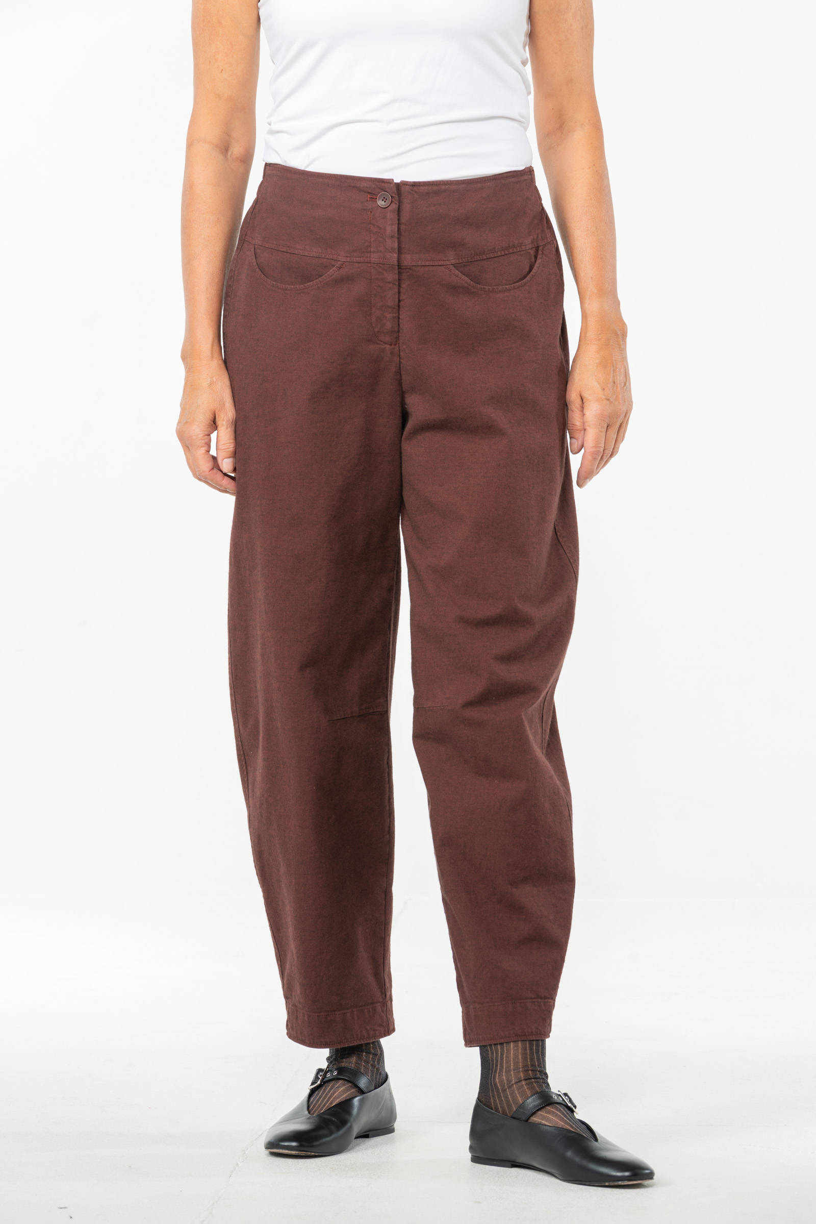 Trousers 530 Brown Stretch cotton with mini dobby pattern