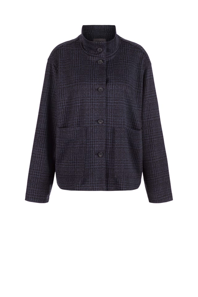 Jacket 517 - Glencheck jacquard jersey in viscose blend - 480MIDNIGHT - 10250710105