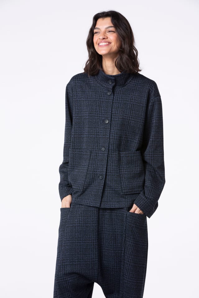 Jacke 517 - Glencheck Jacquard-Jersey in Viskosemischung - 480MIDNIGHT - 10250710105