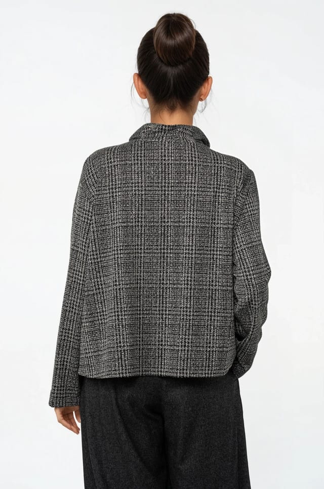 Jacket 517 - Glencheck jacquard jersey in viscose blend - 990BLACK - 10250710105