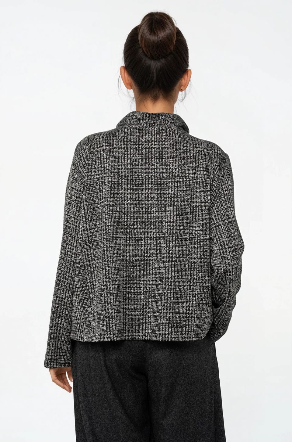 Jacket 517 - Glencheck jacquard jersey in viscose blend - 990BLACK - 10250710105
