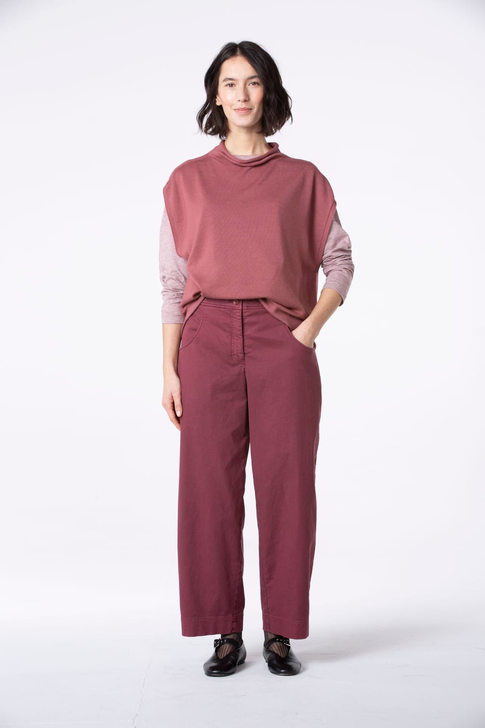 Trousers 532 - Cotton dobby stretch - 252REDWOOD - 10250710107