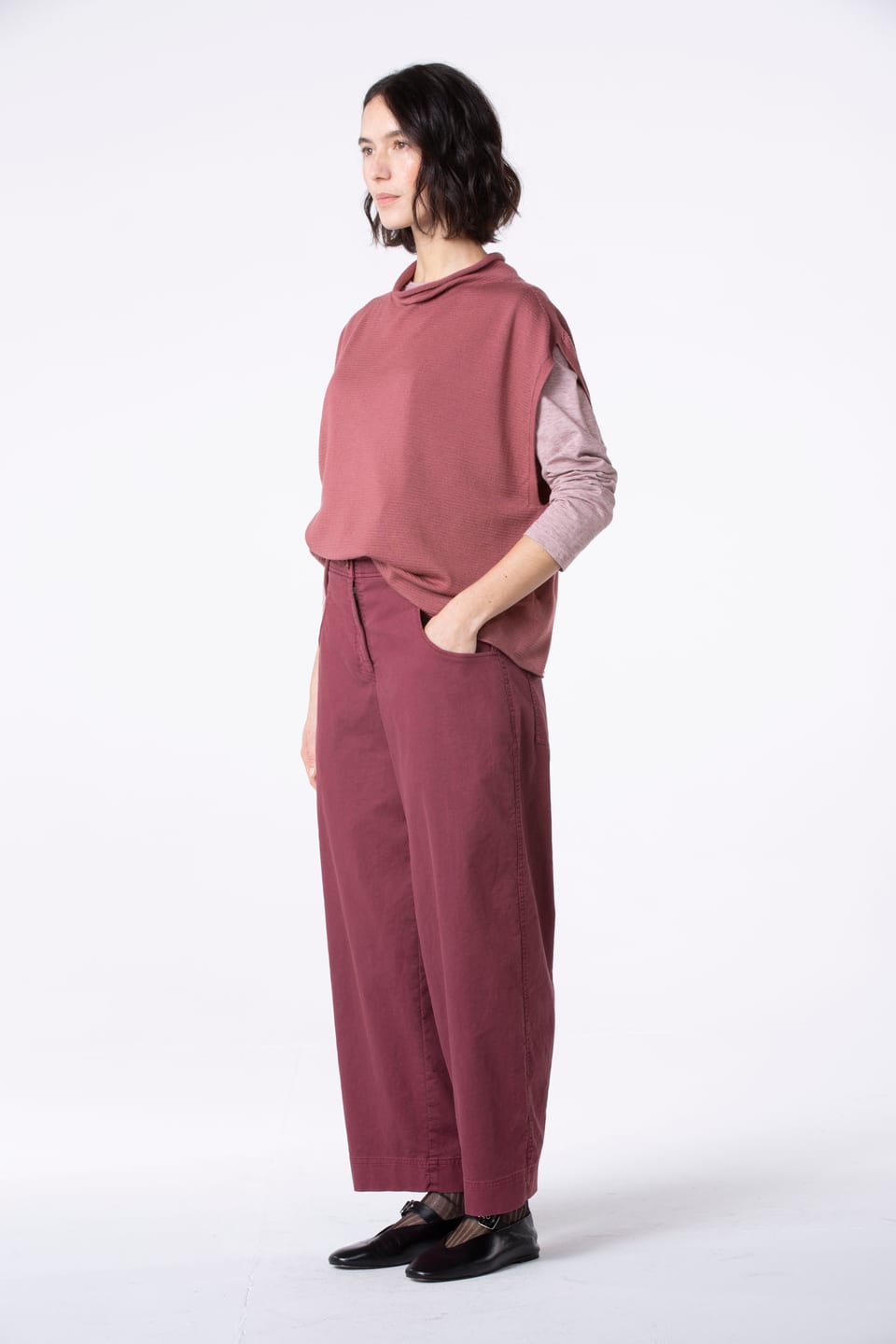 Trousers 532 - Cotton dobby stretch - 252REDWOOD - 10250710107