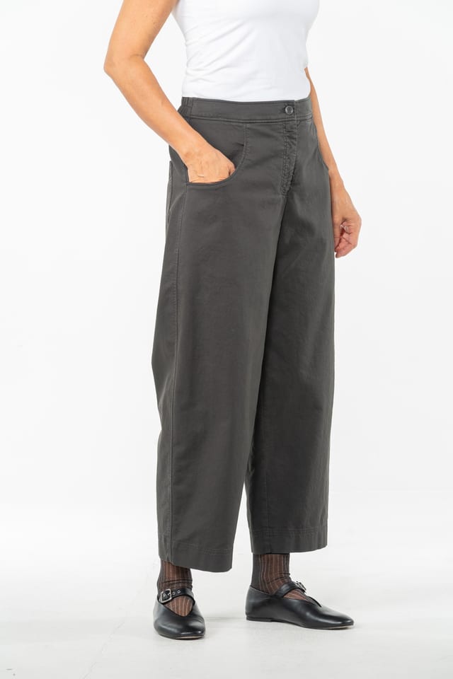 Broek 532 - Stretchkatoen met wafeltstructuur - 980SEPIA - 10250710107