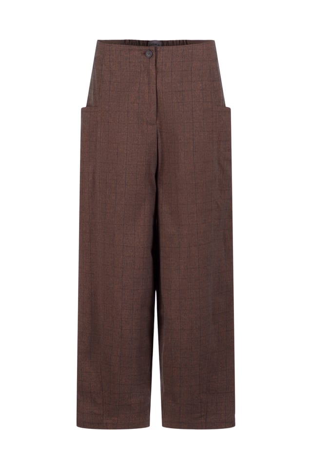 Trousers 533 - Stretch cotton fil-à-fil check - 230ORANGE - 10250710108