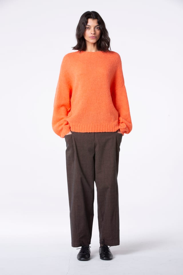 Trousers 533 - Stretch cotton fil-à-fil check - 230ORANGE - 10250710108