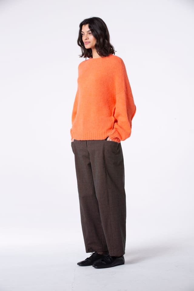 Trousers 533 - Stretch cotton fil-à-fil check - 230ORANGE - 10250710108