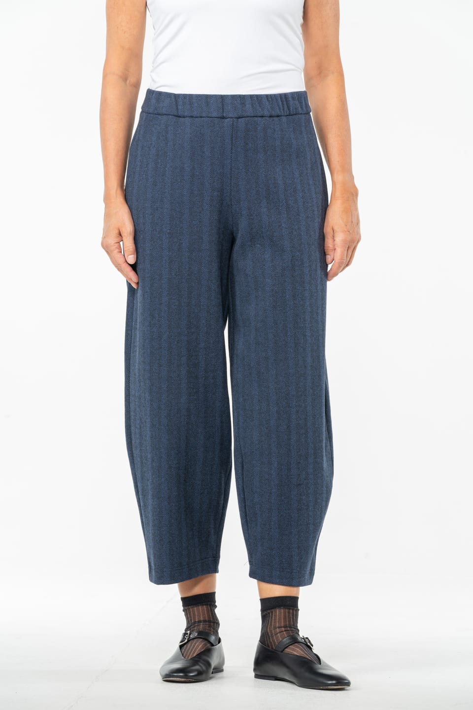 Trousers 536 - Jacquard jersey in cotton blend - 490NAVY - 10250710111