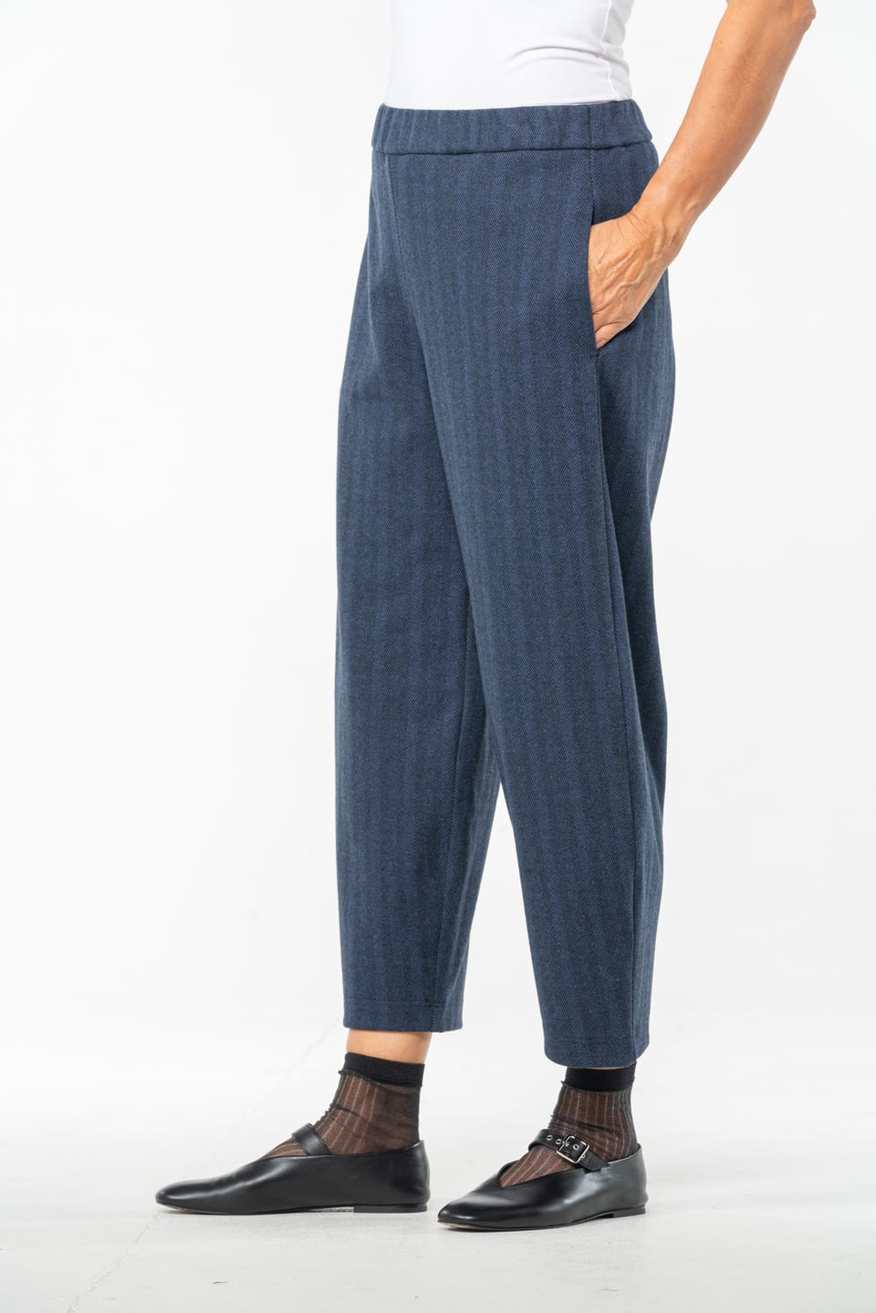 Trousers 536 - Jacquard jersey in cotton blend - 490NAVY - 10250710111