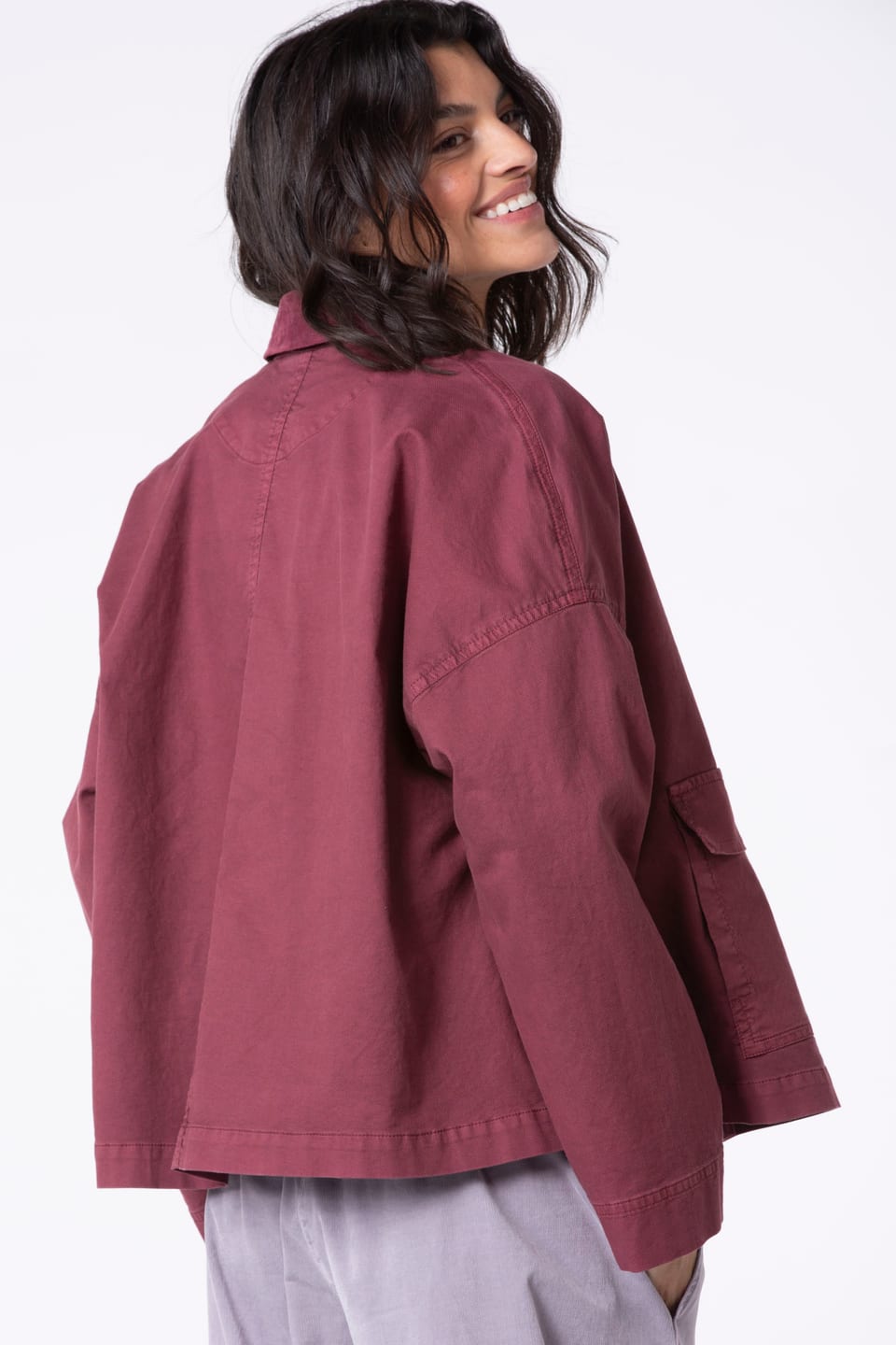 Jacket 518 - Cotton dobby stretch - 252REDWOOD - 10250710112