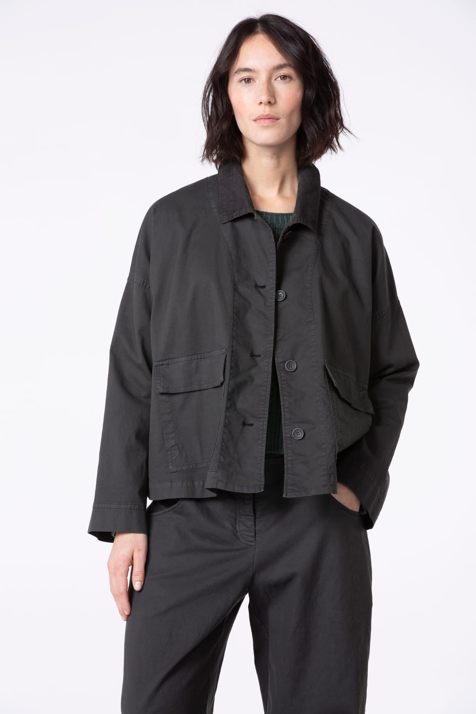 Jacket 518 - Cotton dobby stretch - 980SEPIA - 10250710112