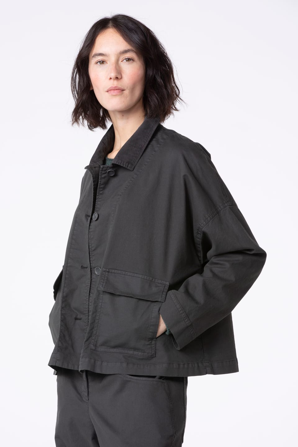 Jacket 518 - Cotton dobby stretch - 980SEPIA - 10250710112