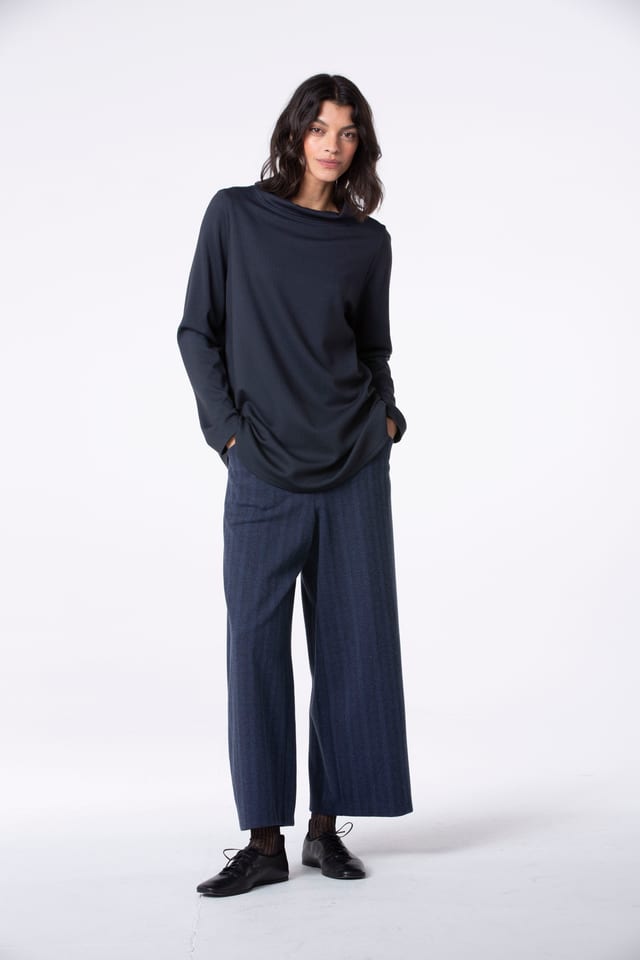 Trousers 537 - Jacquard jersey in cotton blend - 490NAVY - 10250710118