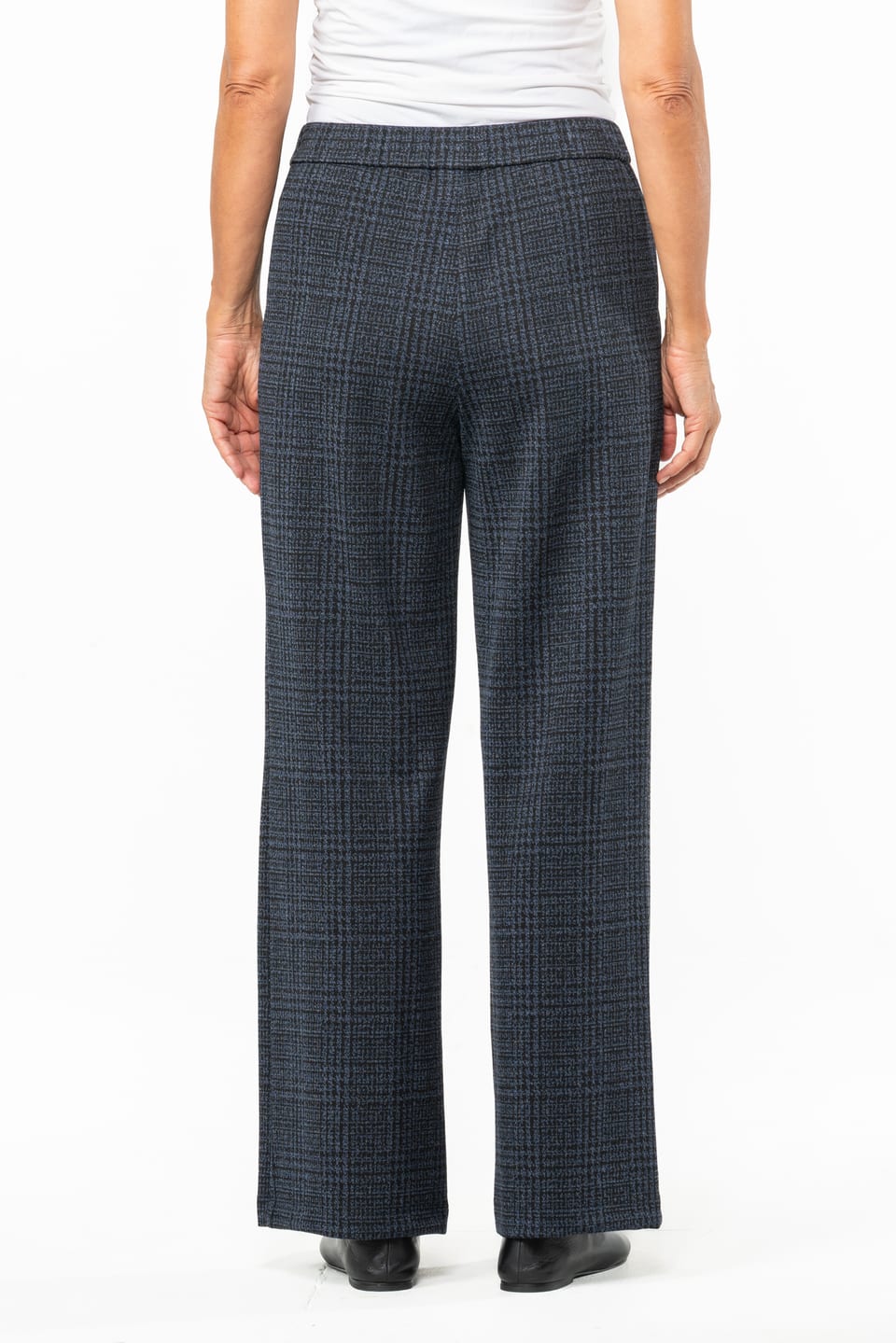 Trousers 538 - Glencheck jacquard jersey in viscose blend - 480MIDNIGHT - 10250710119