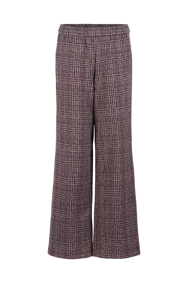 Trousers 538 - Glencheck jacquard jersey in viscose blend - 990BLACK - 10250710119
