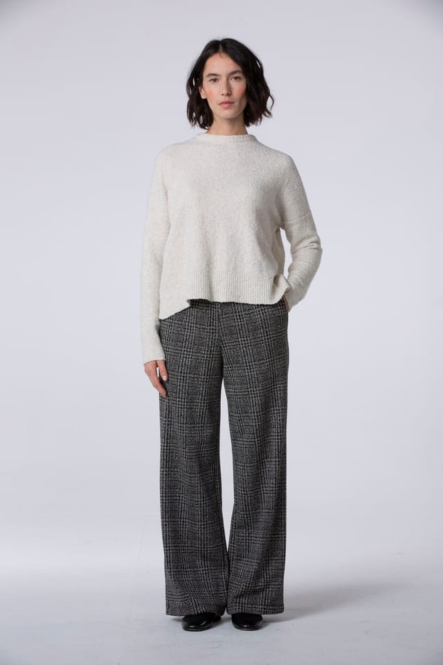 Trousers 538 - Glencheck jacquard jersey in viscose blend - 990BLACK - 10250710119
