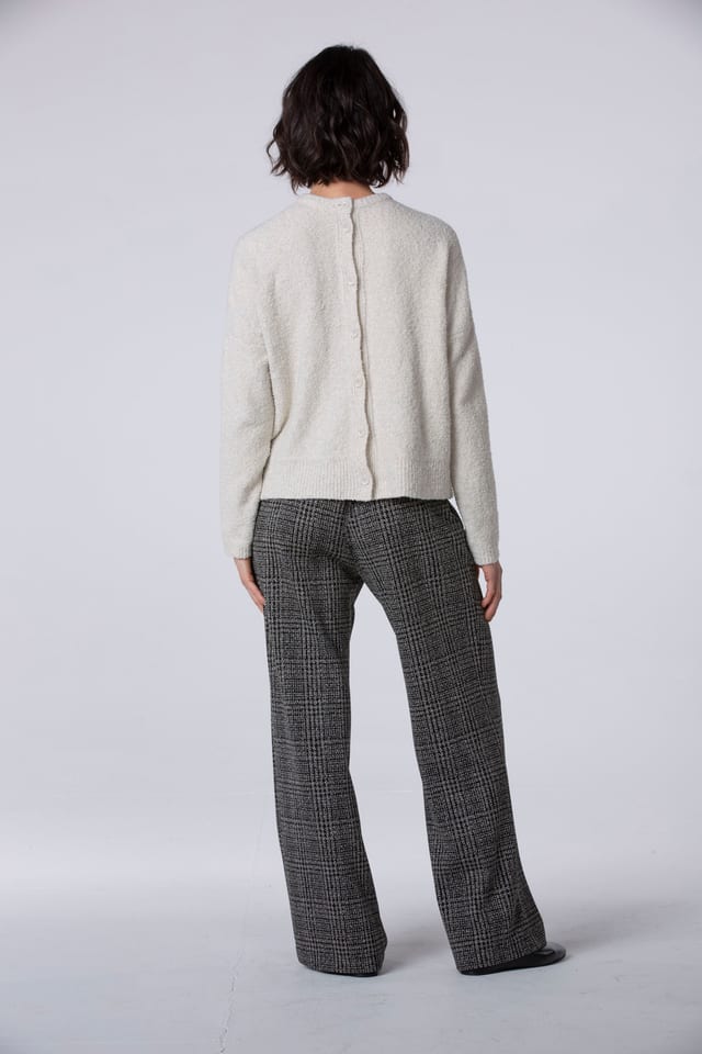 Bukser 538 - Glencheck jacquard-jersey i viskoseblanding - 990BLACK - 10250710119