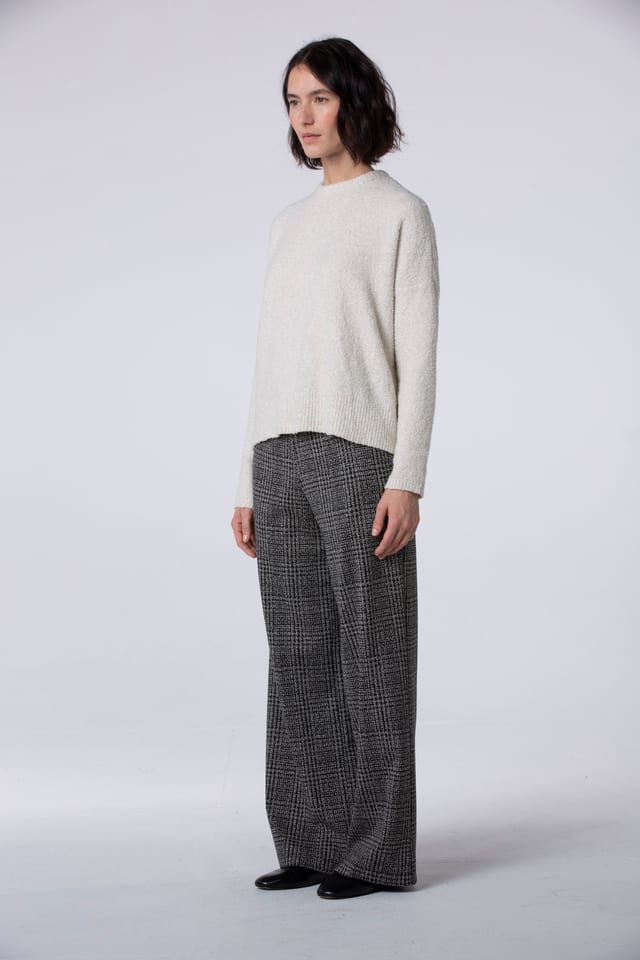 Trousers 538 - Glencheck jacquard jersey in viscose blend - 990BLACK - 10250710119