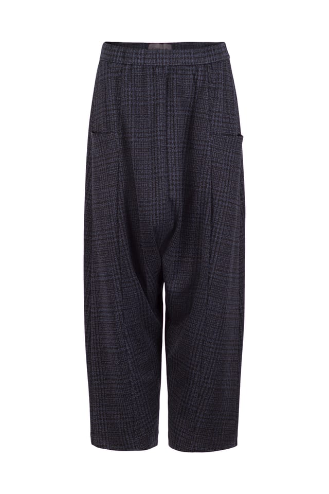 Trousers 539 - Glencheck jacquard jersey in viscose blend - 480MIDNIGHT - 10250710120