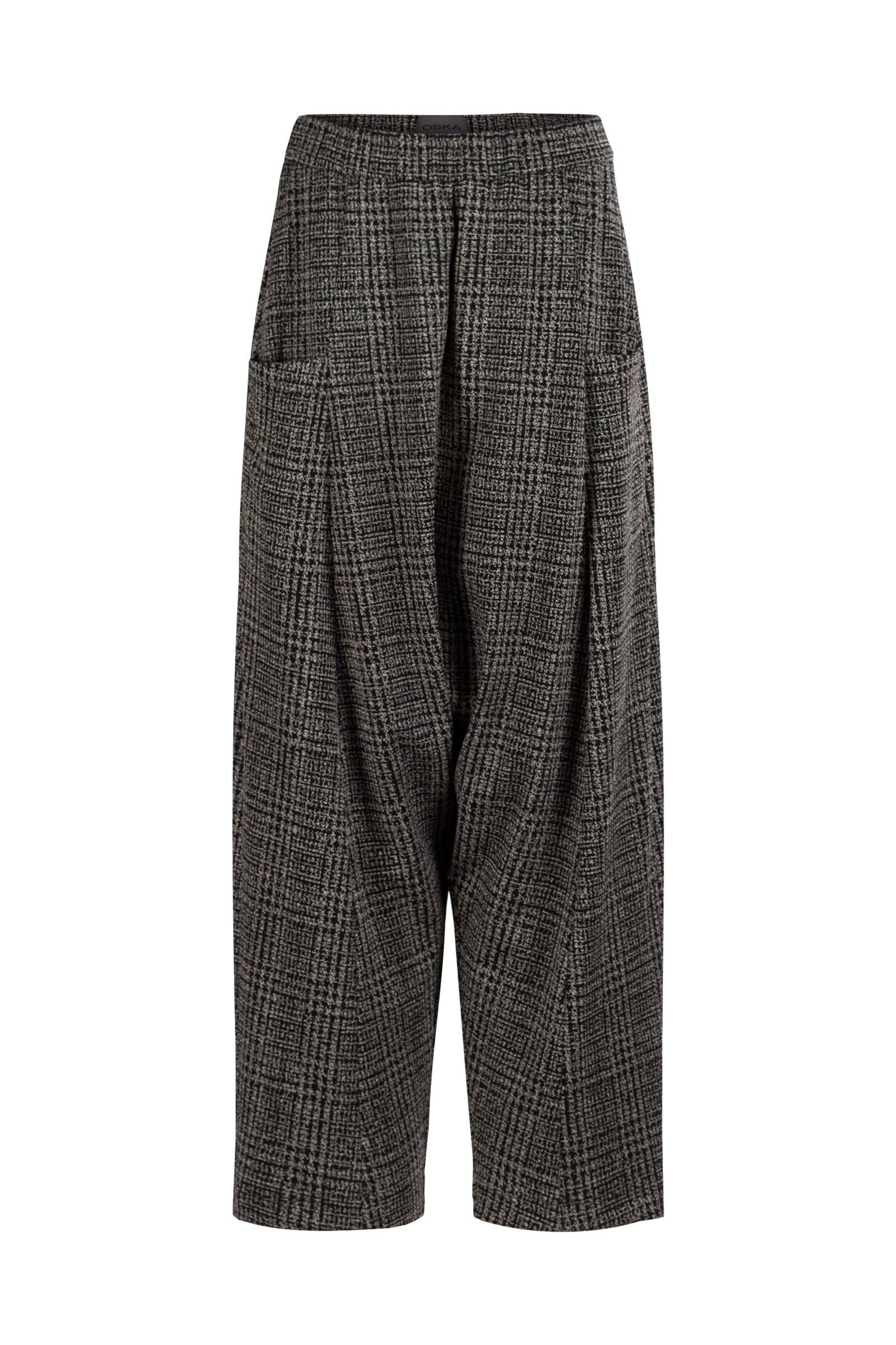 Trousers 539 Grey Glencheck jacquard jersey in viscose blend