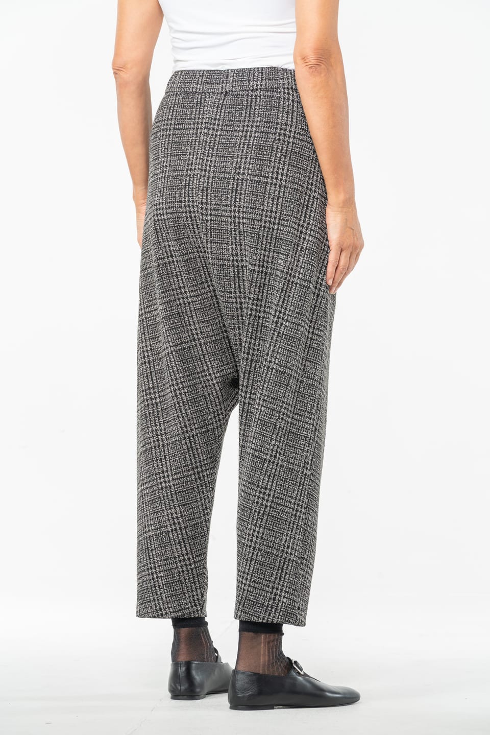 Trousers 539 - Glencheck jacquard jersey in viscose blend - 990BLACK - 10250710120