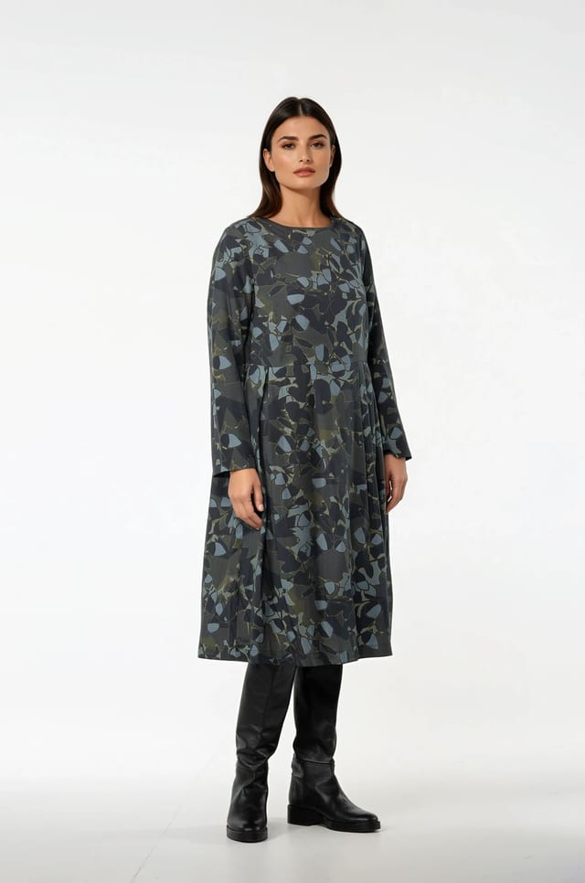 Dress 514 - Print on pure lyocell - 490NAVY - 10250710122