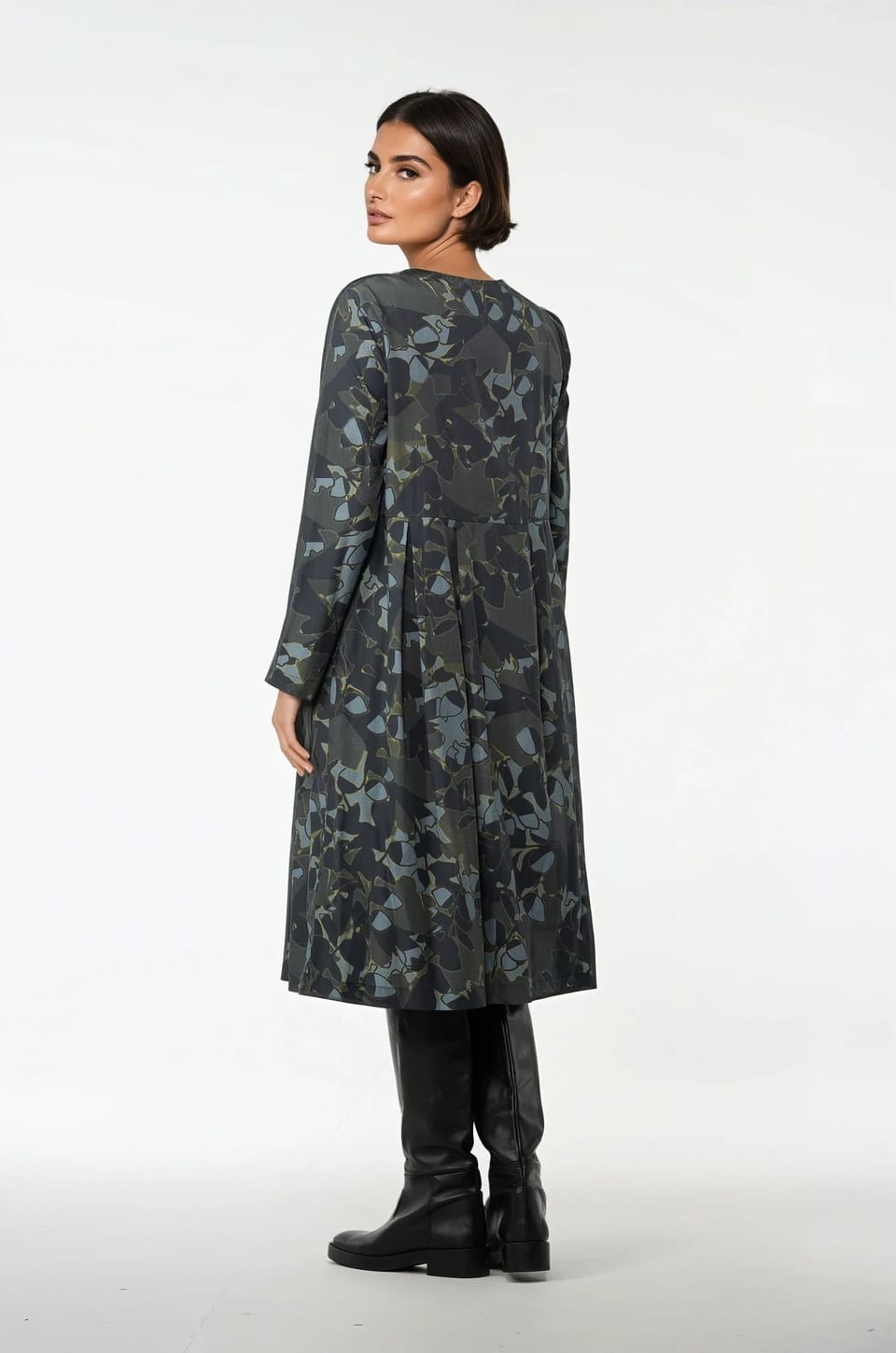 Jurk 514 - Lyocell met print - 490NAVY - 10250710122