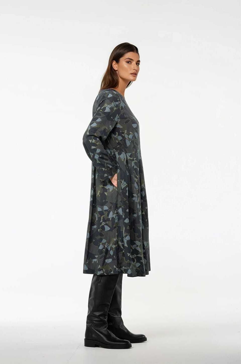 Jurk 514 - Lyocell met print - 490NAVY - 10250710122