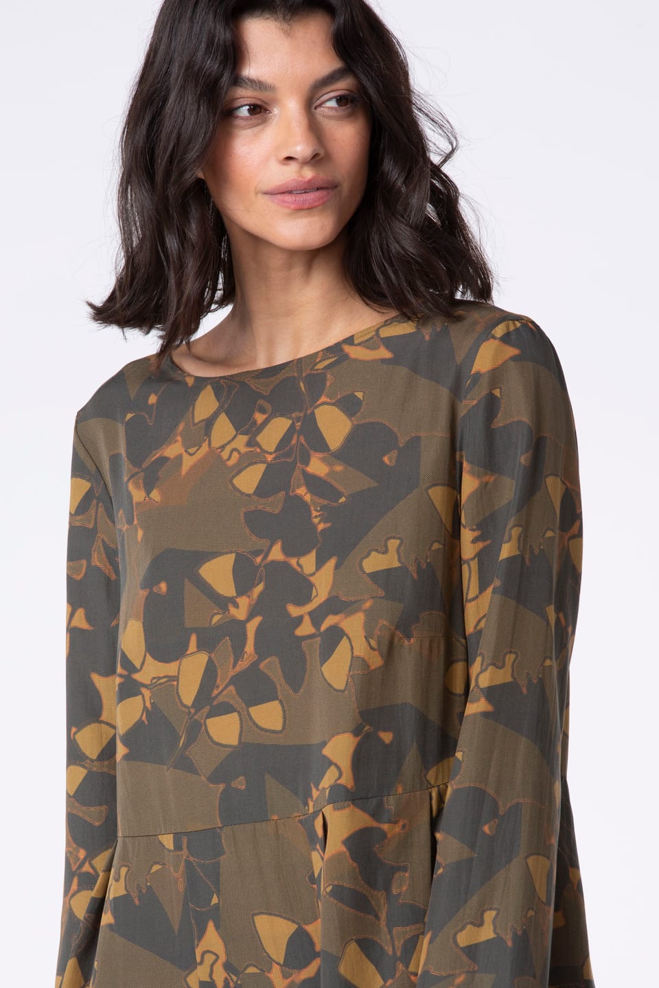 Jurk 514 - Lyocell met print - 980SEPIA - 10250710122