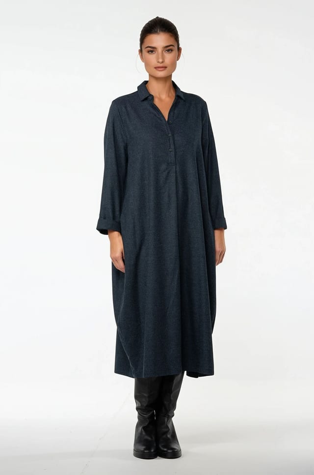 Dress 515 - Wool blend with ECOVERO™ viscose - 490NAVY - 10250710124