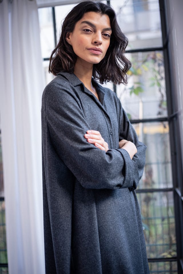 Jurk 515 - Wolmix met ECOVERO™ viscose - 940MOUSE - 10250710124