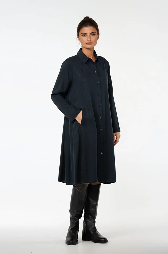 Dress 517 - Pure lyocell piqué - 490NAVY - 10250710128