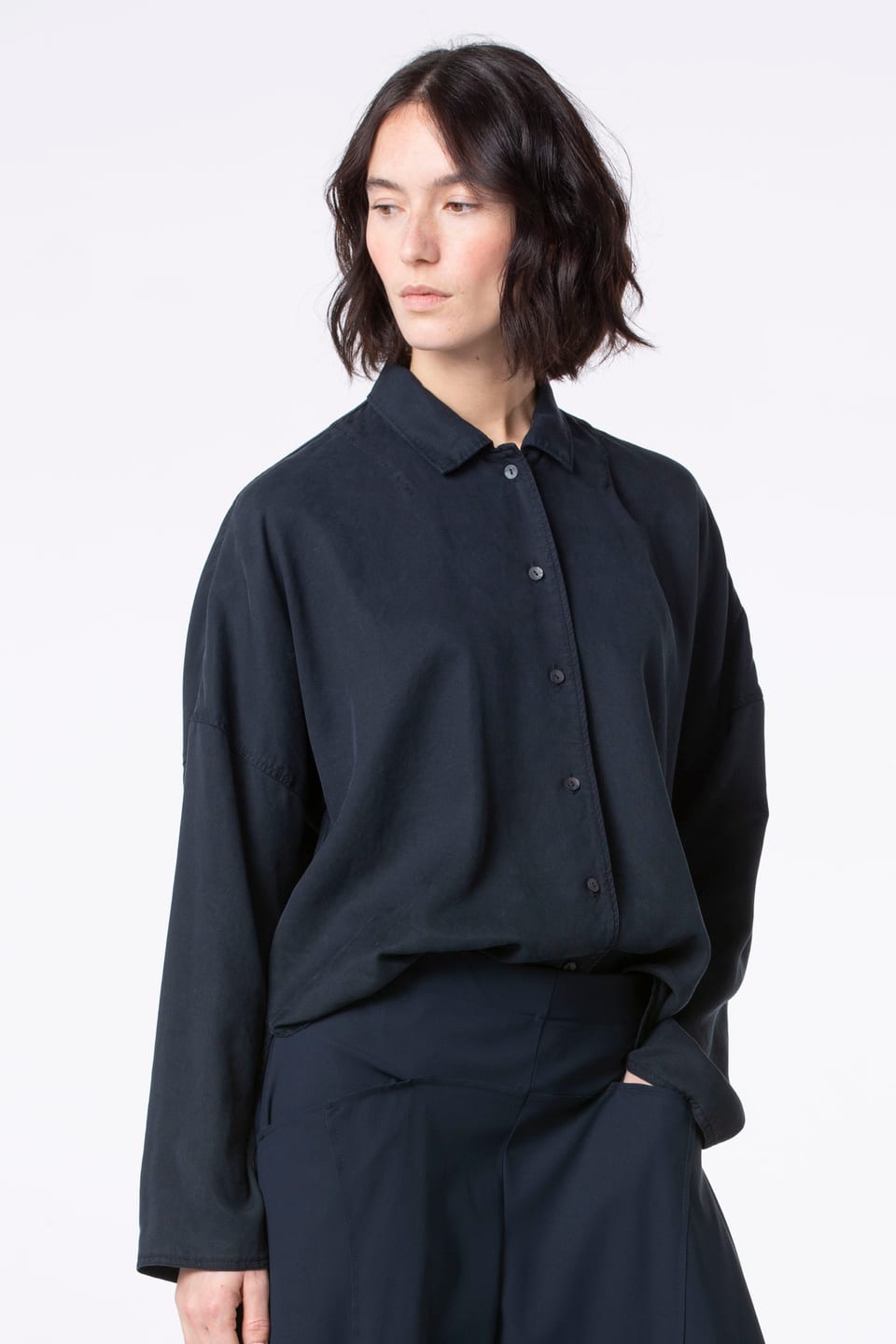 Blouse 525 - Pure lyocell piqué - 490NAVY - 10250710129
