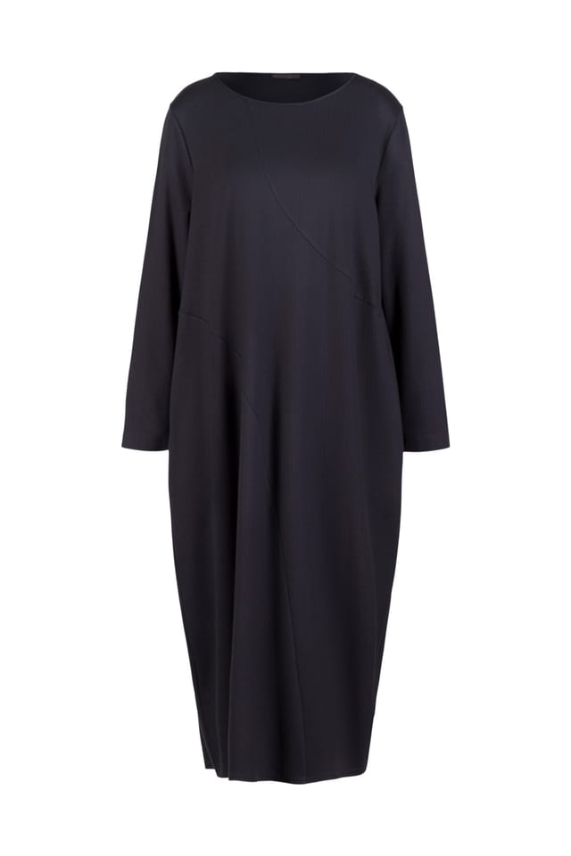 Dress 518 - Herringbone jaquard jersey in viscose blend - 490NAVY - 10250710130
