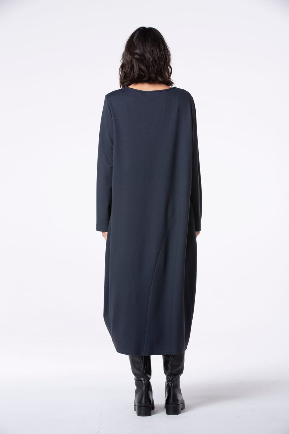 Dress 518 - Herringbone jaquard jersey in viscose blend - 490NAVY - 10250710130