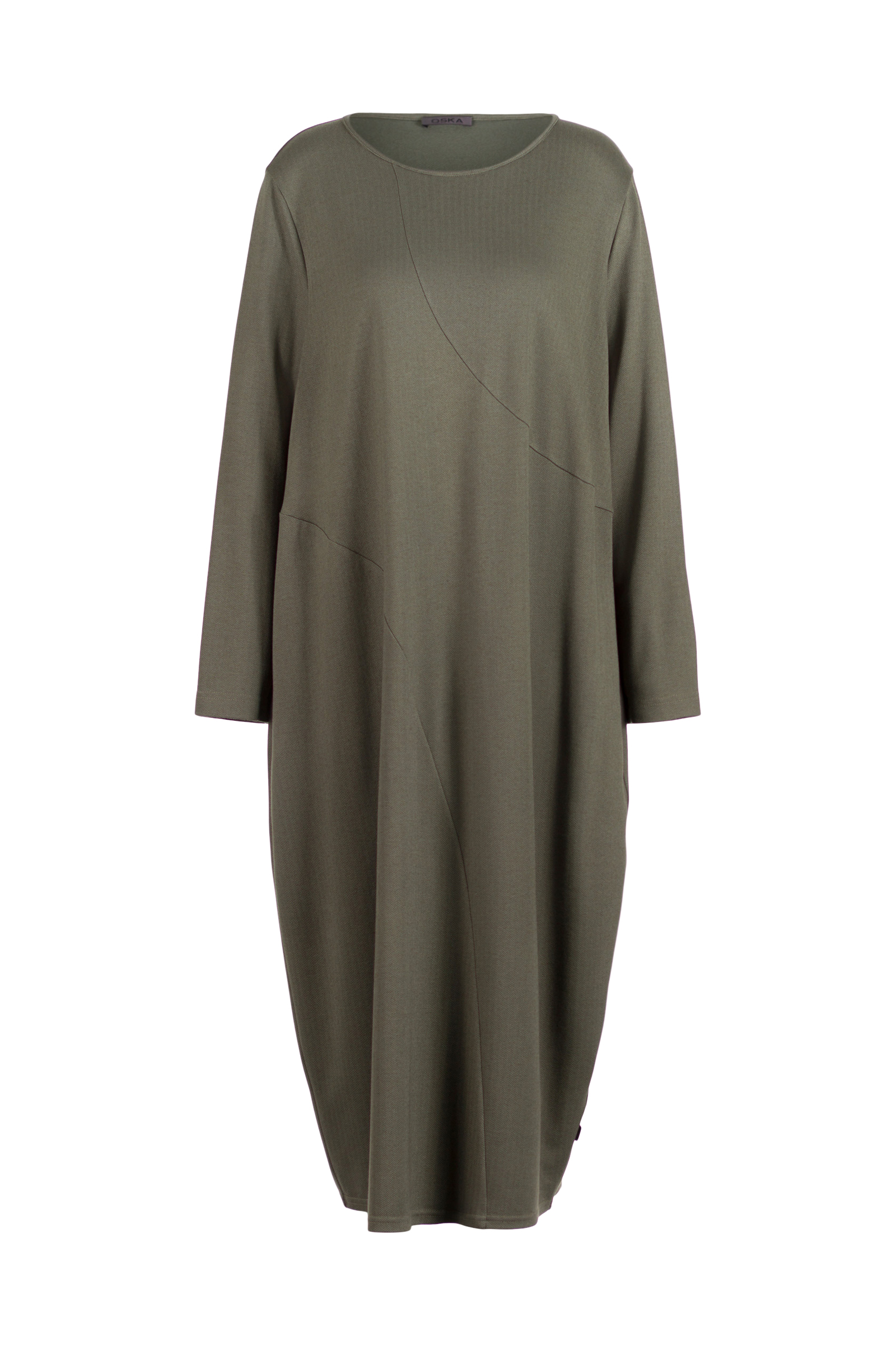Dress 518 Green Herringbone jaquard jersey in viscose blend