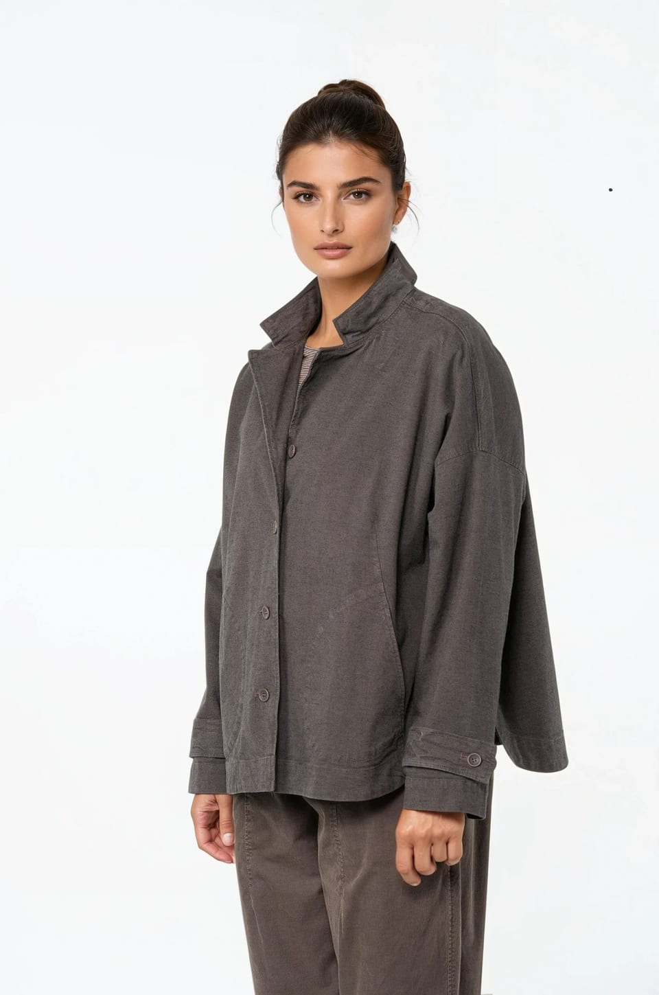 Jacket 523 - Stretch cotton with mini dobby pattern - 870TAUPE - 10250710135